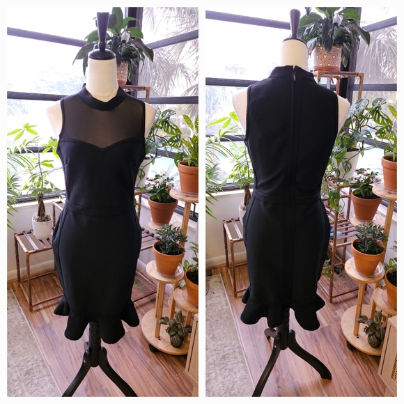 Fashion Nova Dresses & Skirts - Black Mesh Panel Midi Dress (Size L)
